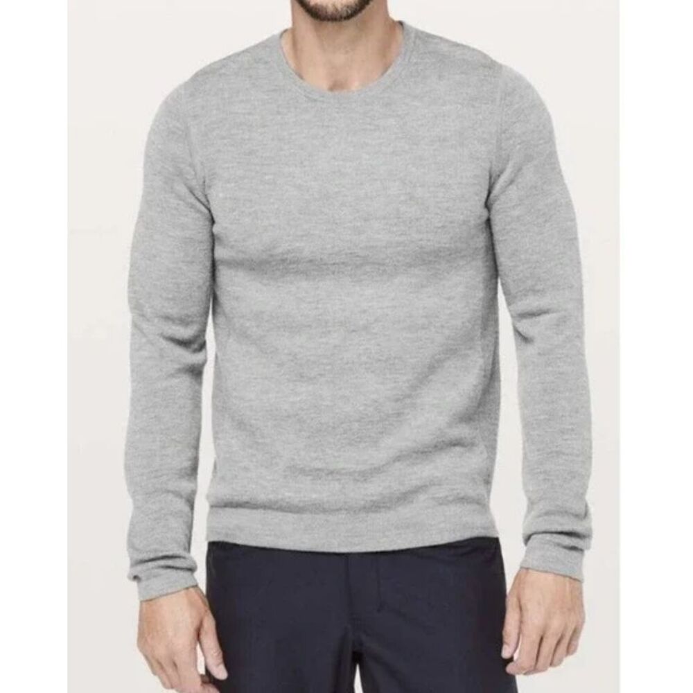 Men's Lululemon Alpine Air Crew Heathered Merino Wool Core Large Grey